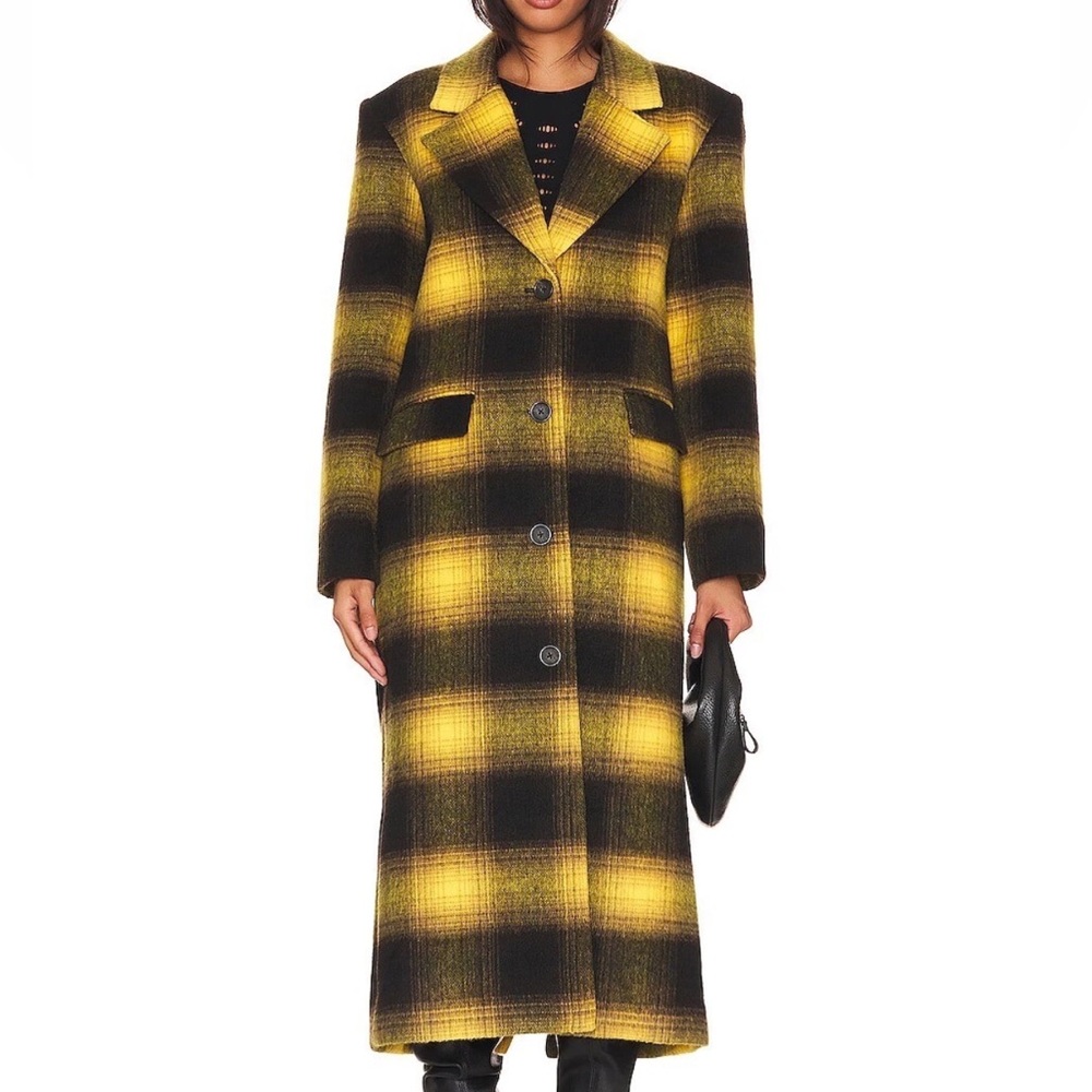 Apparis Alma Plaid Coat (Black & Yellow)